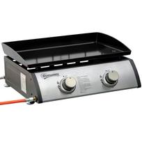 Gas Grill with 2 Burners, Hose, Non-Stick Grill Plate, Stainless Steel, Color: Silver, 48.5 x 48 x 21 cm 48.5 x 48 x 21 cm sidabras