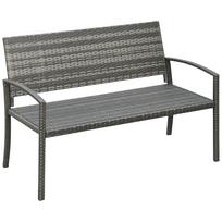 Garden Bench, Rattan Look, with Steel Frame, for 2 People, Grey, 122 x 60 x 85cm 122 x 60 x 85 cm pilka