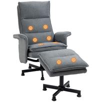 Massage Office Chair with Footstool, 8 Vibration Heads, 1 Remote Control, 1 Side Pocket, Gray 78 x 93 x 99 cm pilka
