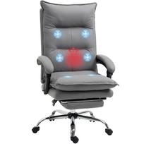 Office Chair with Massage Function, Heating Function, Remote Control, Extendable Footrest, Reclining, Gray 66 x 74 x 121.5 cm pilka