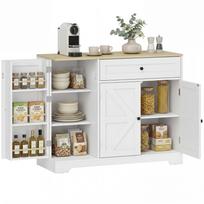 Sideboard, Farmhouse Style Kitchen Cabinet with Sliding Doors, 1 Drawer, 2 Adjustable Shelves, Door Racks 100 x 40 x 81 cm