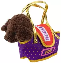 Lean Toys Pliušinis žaislas - rudas šuniukas su krepšeliu, 20 cm