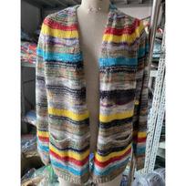 Autumn and Winter Vintage Striped Cardigan Sweaters Women Long Sleeve Slim Fit Knitted Cardigans Jacket Female Fashion Thin Loose Knitwear Coat 25190 S