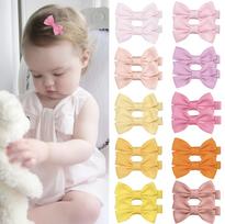 Bulk 20PCS Kids Hair Bows Clips! 10 Pairs Non-Slip Wrapped Edges, Durable Poly-Cotton Mix (30% OFF) - School/Party Hair Access