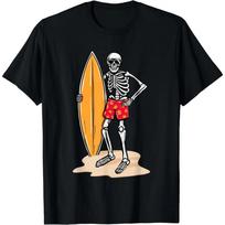 Skeleton Surfer Ocean Surfboard Surfing Board Lover Surfboarding T-Shirt for Men Women Holiday Graphic T Shirts S juoda