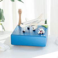 Wooden Music Box Handmade Airplanes and Cars Rotating Kids Family Girlfriend Christmas Desktop