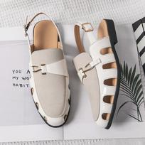 Fashion Brand Men's Fisherman Sandals Beach Shoes New Comfortable and Breathable Summer Hollow Buckle Formal Sandals Beach Shoes 38 balta