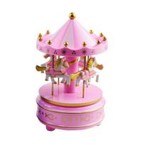 Exquisite Design Carousel Music Box Carousel Painted Ferris Wheel Ornaments Easy Use Plastic Carousel Cake Accessories Christmas rožinė