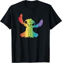 Lilo  Stitch Rainbow Stitch Fill 100% Cotton T-shirt Mens Tees Top S
