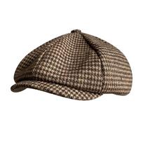 Retro Newsboy Cap Men Coffee Houndstooth Flat Caps Women Men British Painters Hat Soft Spring Autumn hats Octagonal Cap BLM394 M 56-58CM ruda