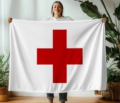 130×150cmIn Red Cross Printed Thin Fashion Blanket Camping Throw Bed Sofa Office Air Conditioning Soft Leisure Fashion Blankets 75x90cm