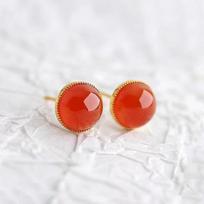 Classic and minimalist ruby earings stud new in charms red circular earrings for women suitable for daily jewelry gifts banquets raudona