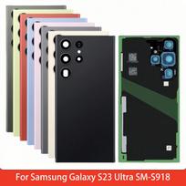 Battery Back Cover for Samsung Galaxy S23 Ultra SM-S918 PC Material back cover with Camera Lens Adhesive Repair Replacement Part žolės žalia spalva