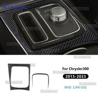 Real Soft Carbon Fiber Sticker For Chrysler 300 300C 2015 2016 2017 2018 2019 2020 2021 2022 2023 LHD RHD Car Gear Shift Panel Outer RHD