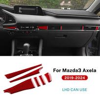 Carbon Fiber Interior Sticker for Mazda 3 BP Axela 2019-2025 Center Console Trim For LHD Red Carbon / For Mazda juoda