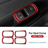 Carbon Fiber Style Switch Cover for Opel Corsa 2007-2014 LHD RHD Red raudona