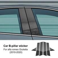 Carbon Fiber Style B Pillar Sticker for Alfa Romeo Giulietta 940 2010-2020 Glossy Black Carbon Pattern juoda