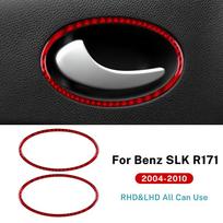 Carbon Fiber Interior Door Handle Frame Sticker for Mercedes-Benz SLK R171 2004-2010 Red LHD RHD raudona