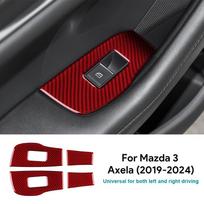 Carbon Fiber Style Interior Sticker for Mazda 3 BP Axela 2019-2025 Window Lift Frame Panel Red Carbon / For Mazda 3 2019- juoda