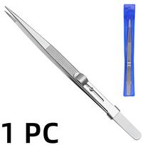 Professional Stainless Steel Tweezers Adjustable with Buckle Slide Lock Antistatic for Diamond Gem Jewelry Making Precision Tool 1 PC Straight