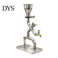 Bar Counter Whiskey Decanter Vintage Industrial Wine Dispenser, Metal Pipe Liquor Dispenser with Brass Tap, Countertop Unique Spirit Vodka Stand, Home A