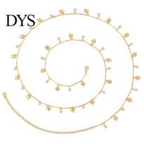 Bikini Waist Jewelry Women Bling Rhinestone Belly Chain, Love Heart Fish Leaf Charm Accessory Adjustable Body Chain for Beach A auksinė