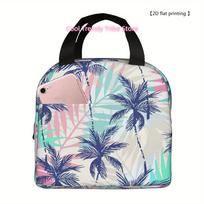 Non-Food Contact Tropical Palm Tree Insulated Lunch Bag - Portable, Reusable Cooler Tote for Camping, Picnics, Beach, And Office One Size
