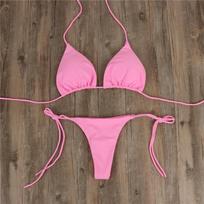 Moteriški maudymosi kostiumėliai, vienspalviai bikinio rinkiniai. Sexy Strong Brazilian Beachwear maudymosi kostiumėliai S rožinė