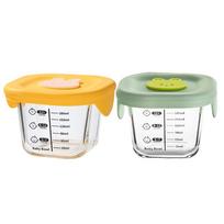 2PCS Glass Steaming Bowl Baby Food Storage Container Heating Egg Custard Dish Infant Freshness Box Microwave Safe Meal Prep