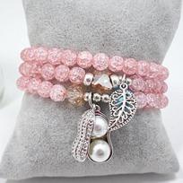 Crystal bracelet women's pastel popcorn powder crystal multi-layer beaded peanut handmade beaded jewelry Korean version bracelet.