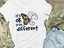 It's OK to be Different, Butterfly in Autism Colors Unisex Tee, Autism Tshirt, Gift for Parent, Casual Wear, Fun Shirt, 6 colors S