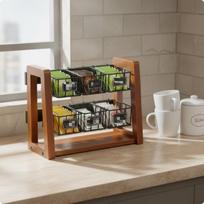 Tea Pouch Organizer Two Layer Coffee Corner Pod bag holder 6 Compartment Storage Stand