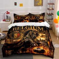 Belgium Horse Flame Soccer Theme Bedding Set Bedding set (1 duvet cover, 2 pillowcases, duvet not included) 135x200cm