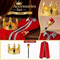 Costume Accessory Set Cape Scepter Stage Performance Props L raudona