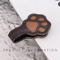 Cute Cat Paw Magnetic Bookmarks PU Leather Embossed Brown Tan Pattern Fashion Accessory for Book Lovers Students one size