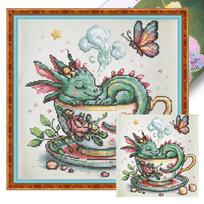 Dragon Full 14CT DIY Stamped Cross Stitch Kits for Beginners Adults Home Decor Embroidery Needlepoint Starter Kits 15.75x15.75in