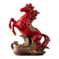 Chinese Feng Shui Red Horse Figurine Zodiac Animal Sculpture Home Tabletop Ornament Standing Horse Statue Home Office Decor