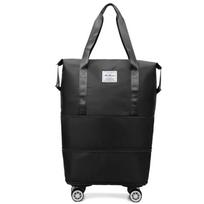 Oxford Cloth Gym Bag with Wheels Sport Luggage Storage Bag  Yoga Tote Bag juoda