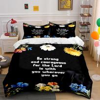 Floral Bedding Set with Faithful Message  Bedding set (1 duvet cover, 2 pillowcases, duvet not included) 135x200cm