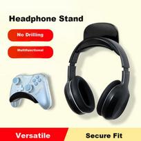 Headphone Stand, Computer Bluetooth Headset Gaming Bracket, Desktop Bedside Wall-Mounted Adhesive Shelf Holder, Universal Black