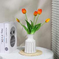 Qijuya Collection Artificial Tulip Luxury French Style Ins Living Room Decorative Photo Prop High-End Floral 5 Stems Orange 20407