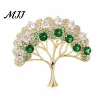 Sweater Brooch Pin Women Sparkling Rhinestone Inlaid Money Tree Shape Anti-Exposure Accessory Buckle Suits Shirts Sweaters Bags Badge Outfit Alloy žalia