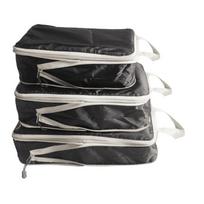 Waterproof Compression Packing Cubes Nylon Clothes Organizer Travel Storage Bags  Airplane Black