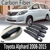 Black Carbon Fiber for Toyota Alphard Vellfire AH20 2008 2009 2010 2011 2012 2014 2015 Door Handle Cover Sticker Car No Button 4 Door
