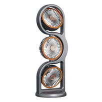 Portable USB Rechargeable 3-Head Desktop Fan, 360° Rotation Circulating Fan 5 Speed Wind for Dormitory Outdoor pilka spalva