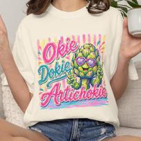 Okie Dokie Artichokie Shirt, Funny Artichoke Tee, Preppy Summer Graphic Tshirt, Cute Veggie Shirt, Trendy Beach vacation Tee 2XL