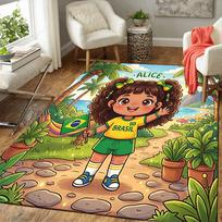 1pc Brazilian Girl Adventure Carpet Rug for Bedroom Living Room Decor Sofa Home Game Area Rug Non-slip Floor Mat. DT7160155 40cm x 60cm