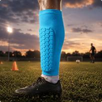 Shin Guard Sleeve Hexagonal Pattern Honeycomb Pullon Sports Protection for Football,