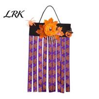 Seasonal Indoor Outdoor Wall Accent Halloween Rag Flag Banner, Pumpkin Maple Leaf Flower Ribbon Hanging Bar Party Decorative Ornament Decor, Farmhouse B