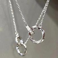 Mobius Intertwined Round Zirconia Couple Necklace Clavicle Chain Light Luxury Punk Geometric Sweet Cool Jewelry Party Gift 1